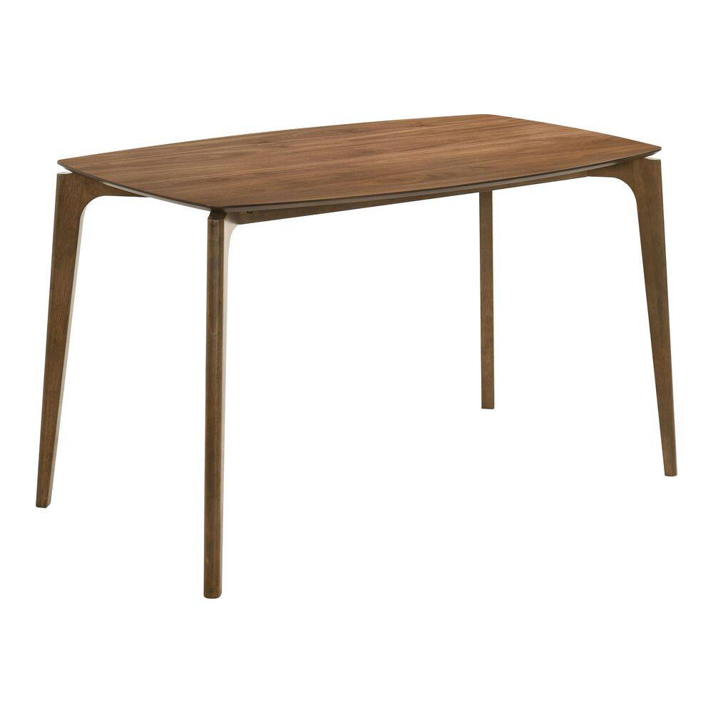 Pearlcrest Mid-Century Modern Walnut Wood Top 59 in. 4 Legs Counter Height Dining Table with 35 in. Tabletop (Seats 4)