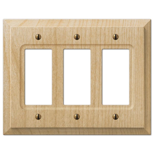 AMERELLE Cabin 3-Gang Unfinished Decorator/Rocker Wood Wall Plate