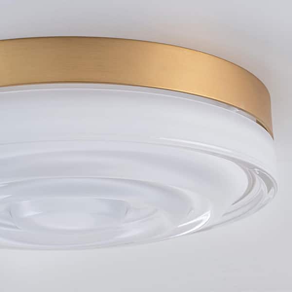 Sophia 9.7 in. 1-Light Modern Rounded Integrated LED Gold Flush Mount Ceiling Light with Glass