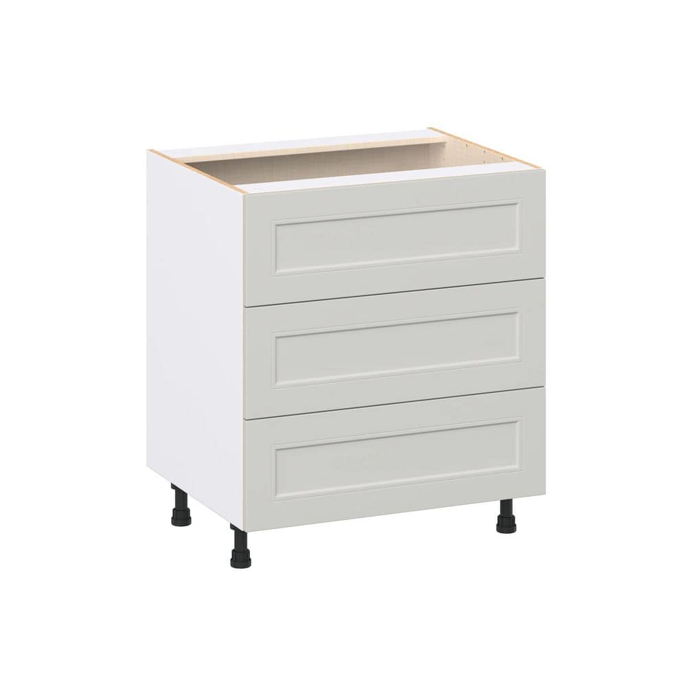 Galveston 30 in. W x 24 in. D x 34.5 in. H Assembled Shaker Drawer Base Kitchen Cabinet in Light Grey with 3-Drawers price history on PriceWatchPro