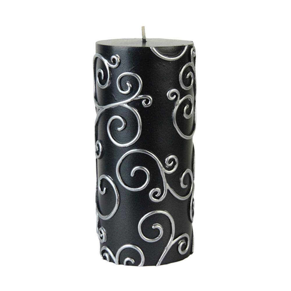 UPC 685024248951 product image for Zest Candle 3 in. x 6 in. Black Scroll Pillar Candle Bulk (12-Case) | upcitemdb.com