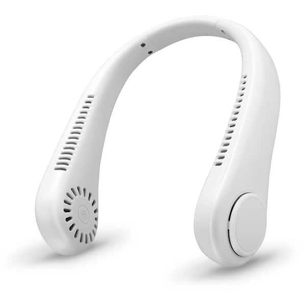 Portable Neck Fan, Lightweight Design, Bladeless Fans, 3 Speeds, 1.73 Diameter, White