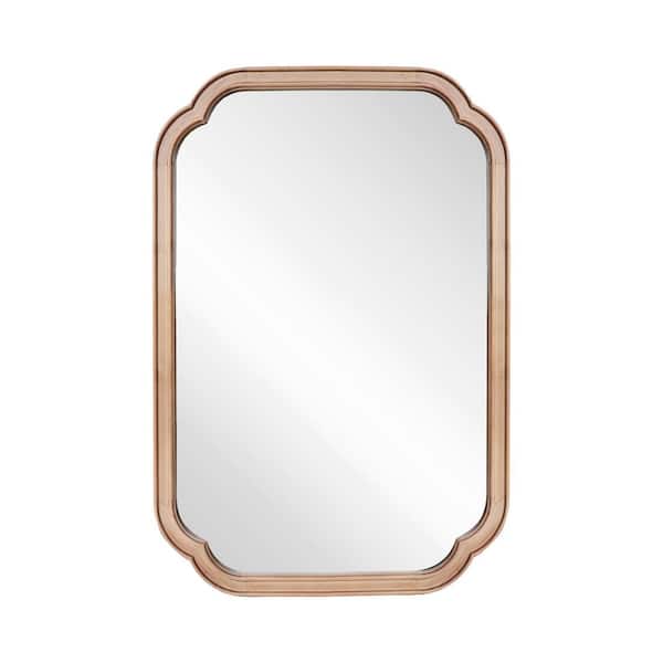 WallBeyond 20 in. W x 30 in. H Medium Natural Pine Wood Finish Wall Mirror - French Country