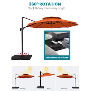 13 ft. Aluminum 360-Degree Rotation Cantilever Patio Umbrella with Cover in Orange