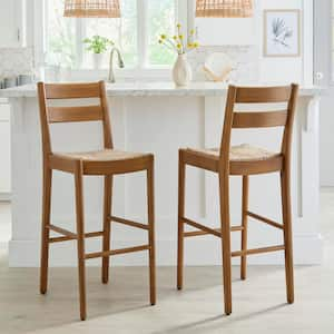 30.8 in. Hamlin Natural Woven Bar Stools in Patina (Set of 2)