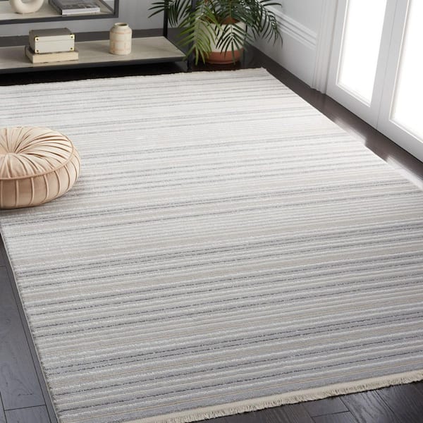 Whisper 9 ft. x 12 ft. Light Gray/Ivory Striped Area Rug