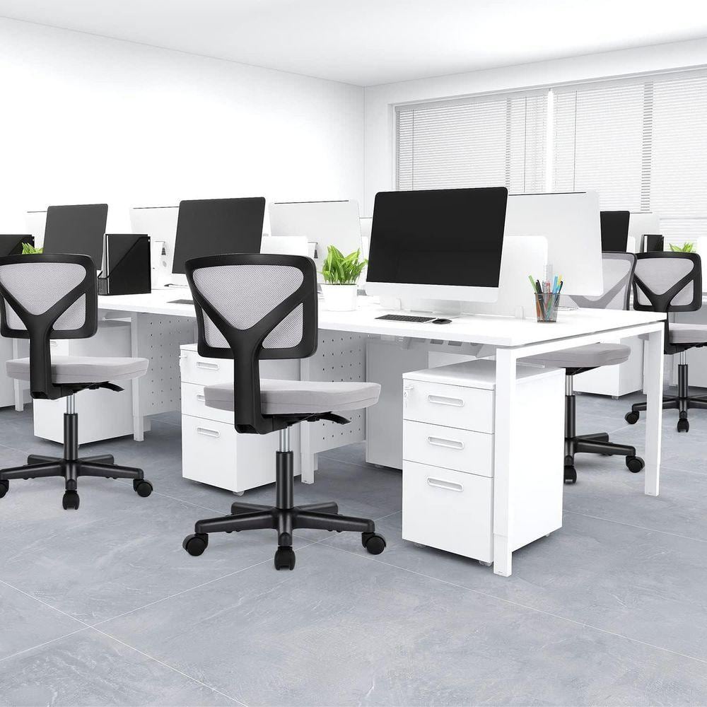 1-Piece Mesh Adjustable Height 360° Swivel Low Back Office Task Chair in Gray with Armless