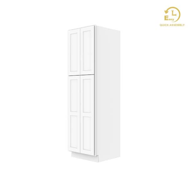 Easy-DIY 24 in. W x 24 in. D x 84 in. H in Shaker White Ready to Assemble Utility Kitchen Cabinets with 2-Doors