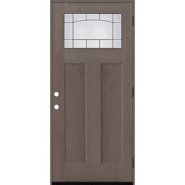 Regency 36 in. x 80 in. 1/4 TopL Empire Deco Glass LHOS Ashwood Fiberglass Prehung Front Door with 4-9/16 Jamb