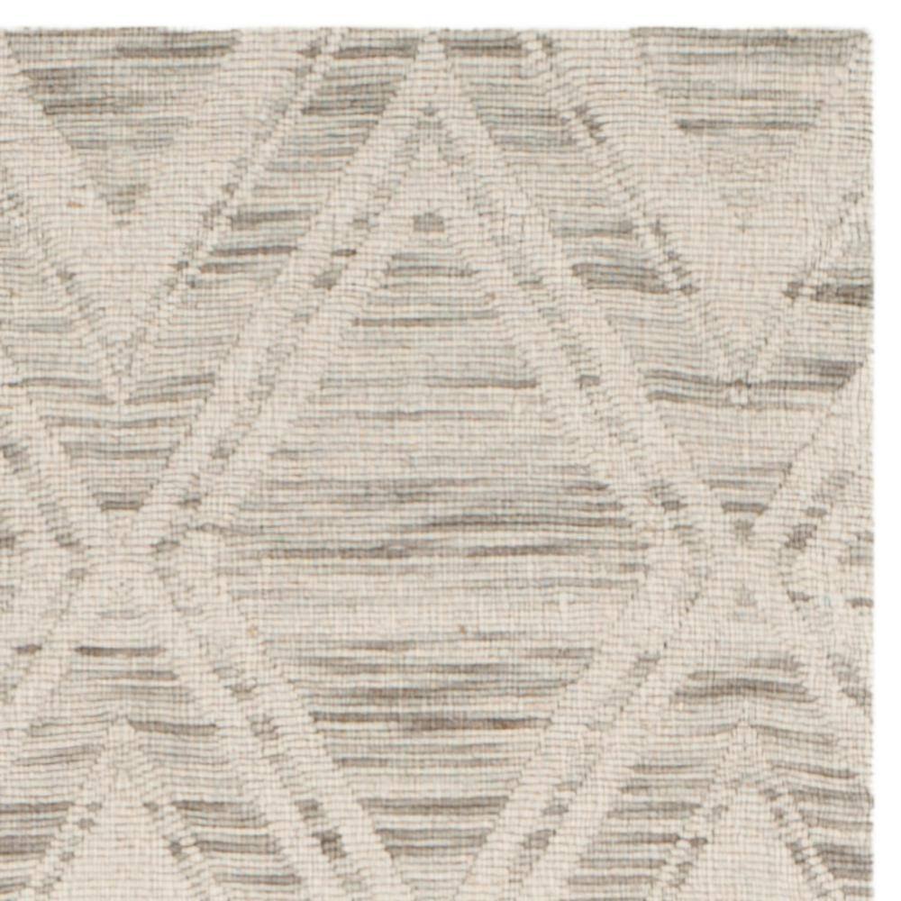 Ivory Geometric Flat Woven Wool Runner Rug
