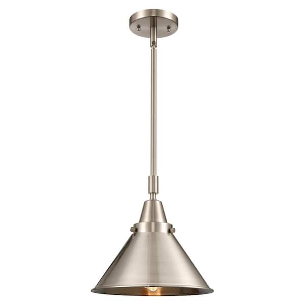Briarcliff 100-Watt 1-Light Brushed Satin Nickel Standard Mini Pendant Light with Metal Shade