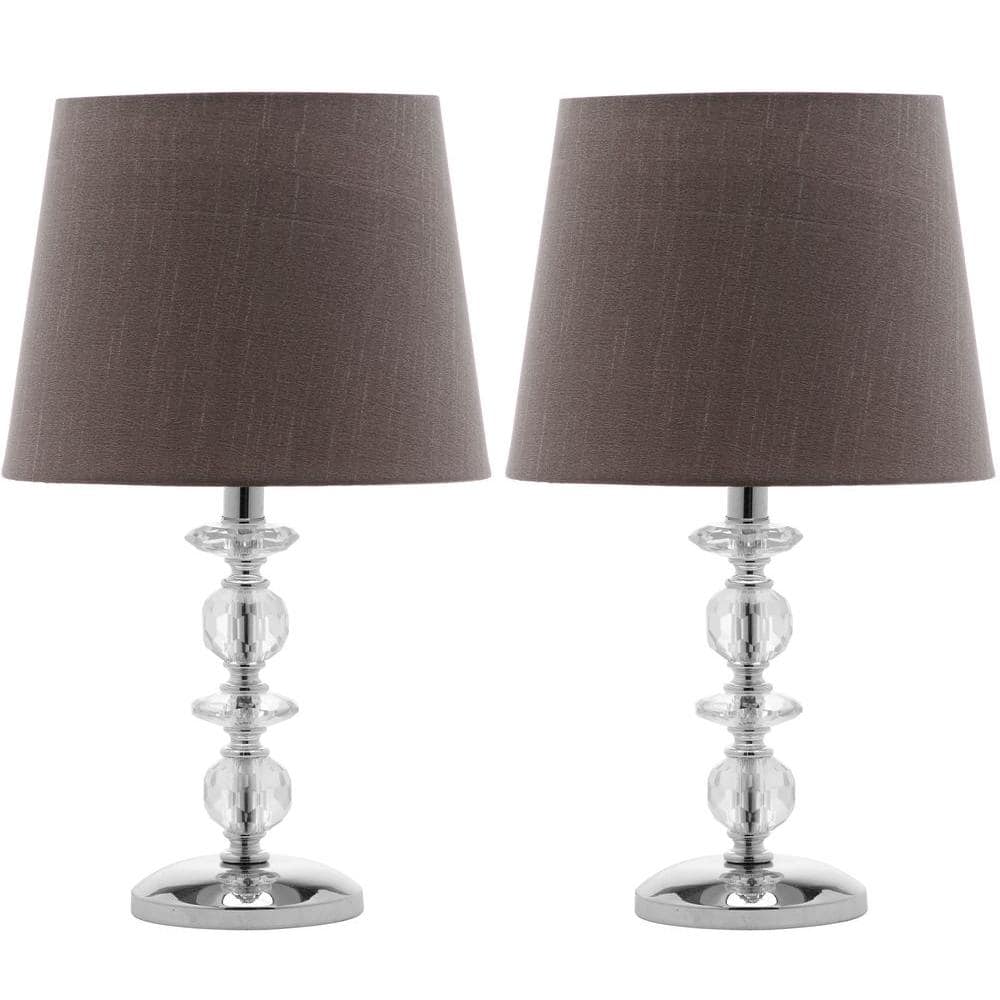 Derry 15-Inch Clear Crystal Table Lamp Set with Brown Shades