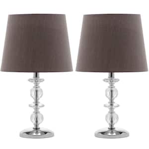 Derry 15 in. Clear Stacked Crystal Orb Table Lamp with Brown Shade (Set of 2)