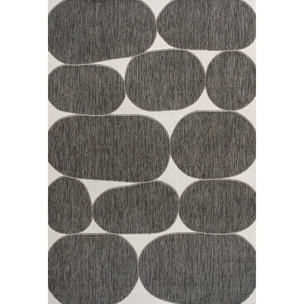 Rayna Modern Geometric Organic Shapes Black/Cream 5 ft. x 8 ft. Indoor/Outdoor Area Rug
