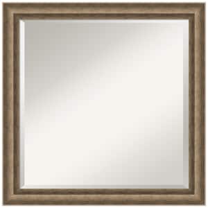 Angled Bronze 23.25 in. x 23.25 in. Beveled Modern Square Wood Framed Wall Mirror in Bronze