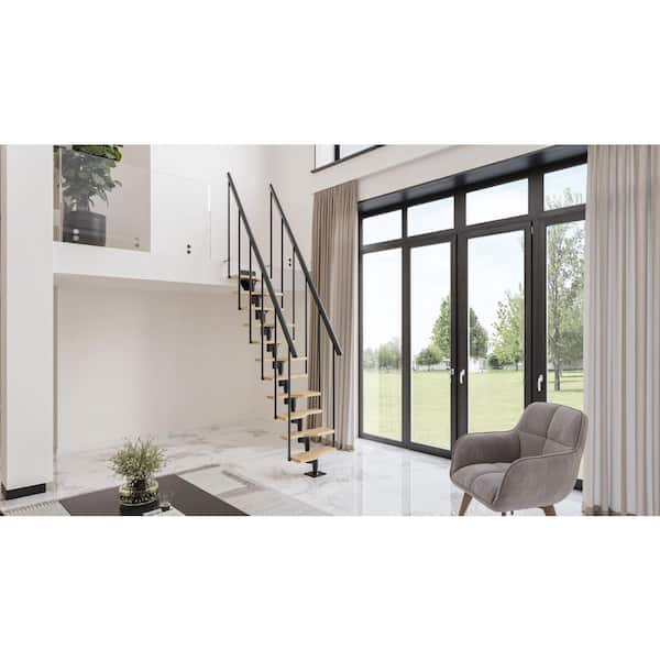 Dolle Atlanta 36 in. H x 135 in. W Jet Black Steel Second Side Stair Railing Kit