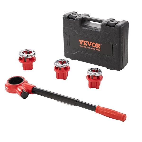 VEVOR Ratchet Pipe Threader Kit, 1/2 in. NPT, 3/4 in. NPT, 1 in. NPT Manual Ratcheting Pipe Threader, Pipe Threading Tool Set