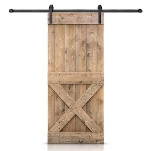 Mini X 22 in. x 84 in. Light Brown Stained DIY Wood Interior Sliding Barn Door with Hardware Kit