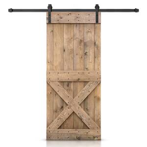 Mini X 46 in. x 84 in. Light Brown Stained DIY Wood Interior Sliding Barn Door with Hardware Kit