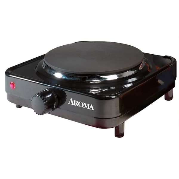 AROMA Single Burner 5.8 in. Black Diecast Hot Plate with 