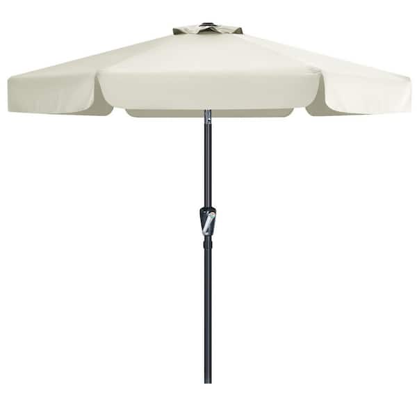 7.5 ft. Outdoor Patio Umbrella with Easy Crank Upgrade System and Push Button Tilt in Light Beige