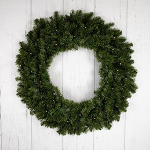 30 in. B/O Pre-Lit LED Canadian Pine Artificial Christmas Wreath - Clear Lights