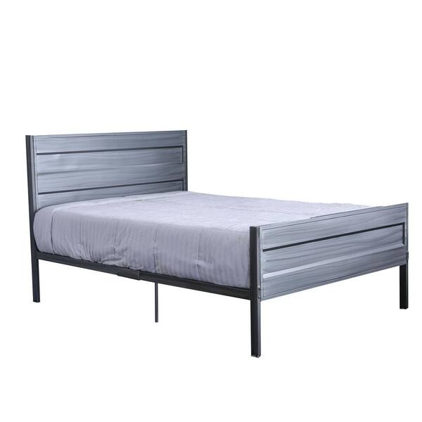 Furniture of America Mondo Hand-Brushed Silver Queen Platform Bed