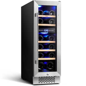 12 in. Dual Zone Cellar Cooling Unit in Stainless Steel 17-Bottles Wine Cooler Built- in Refrigerator Plus Safety Lock