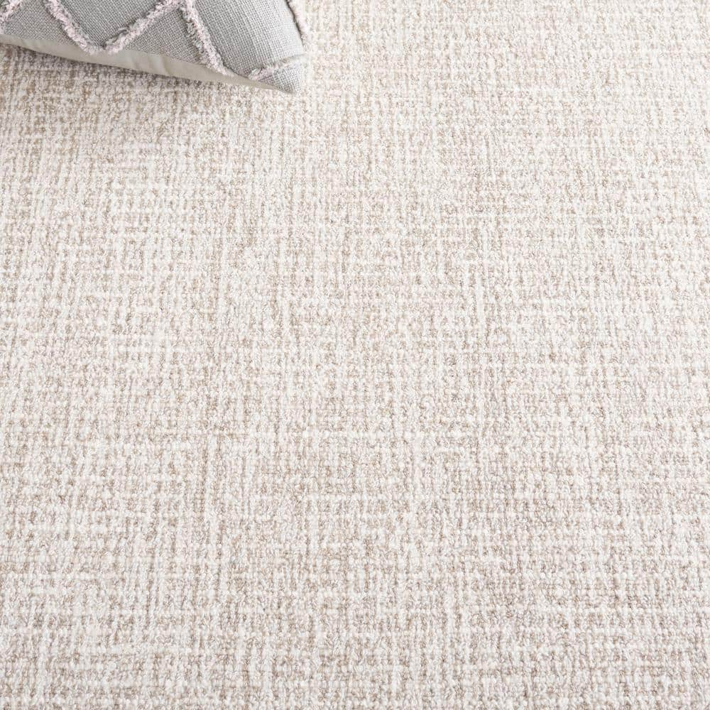 Ivory and Grey 6' x 6' Square Hand Tufted Wool Rug