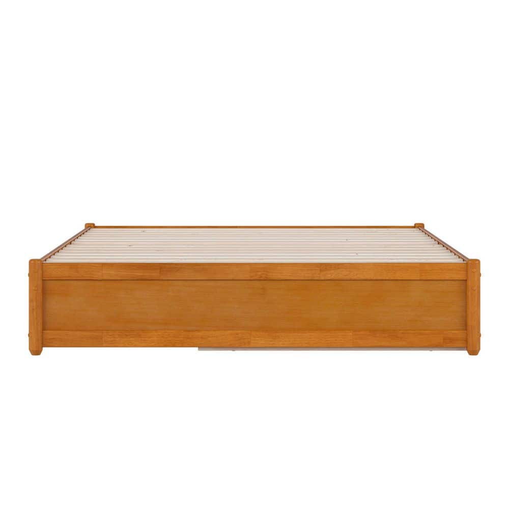 Barcelona Light Toffee Queen Wood Panel Platform Bed with Twin XL Trundle