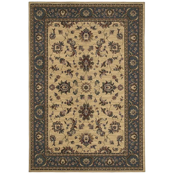 AVERLEY HOME Alyssa Ivory/Blue 8 ft. x 8 ft. Square Traditional Area Rug
