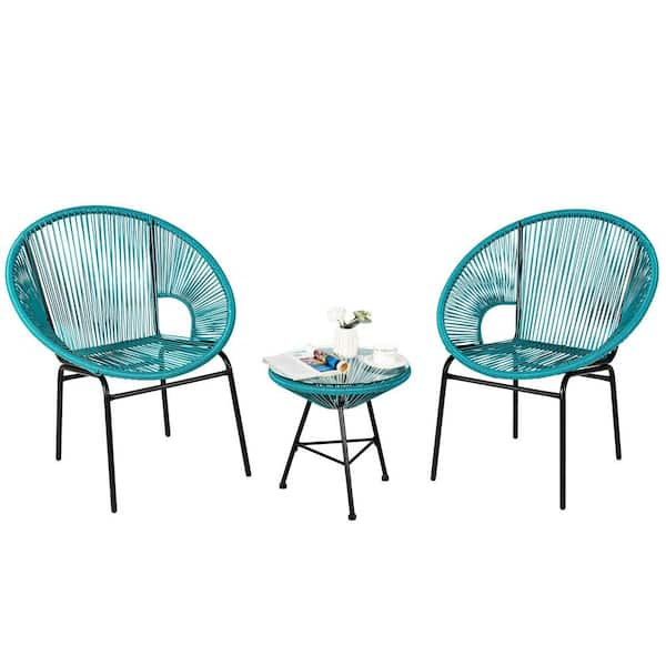 turquoise metal bistro set