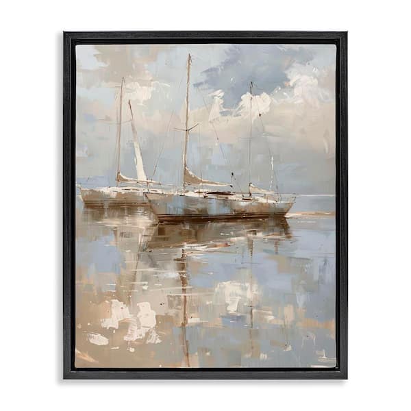 Stupell Industries Race Day Sailboats by Petal Prints Design Black Floater Frame Typography Graphic Art Print 21 in. x 17 in.