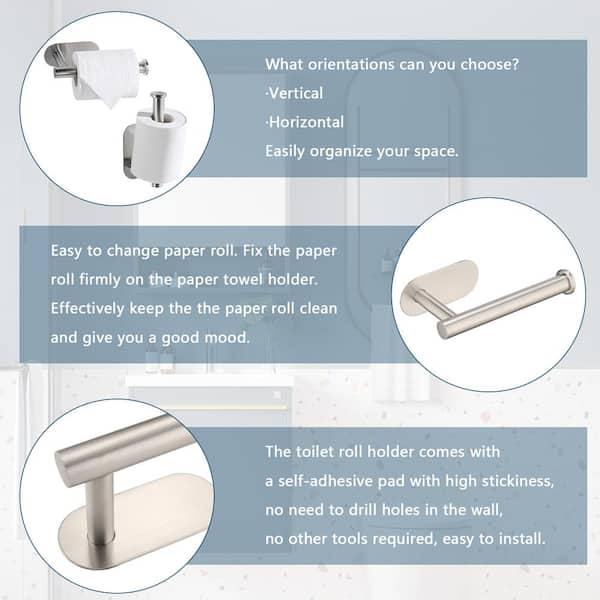 Stainless Steel Kitchen Roll Holder, Self-adhesive Or Drill