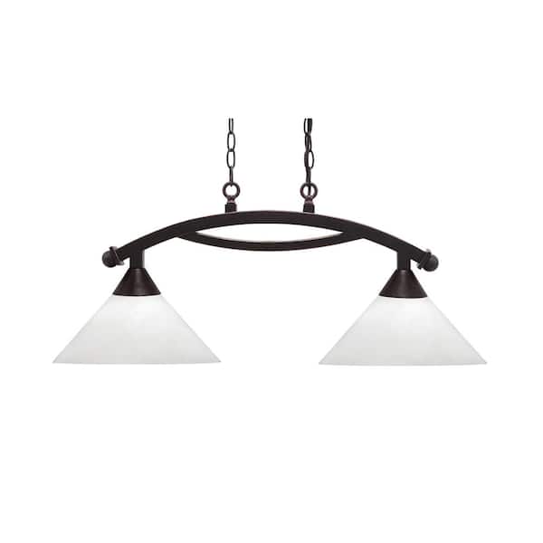 Unbranded Bridgewater 2 Light Dark Granite Linear Chandelier, Any room with 12 in. White Marble Glass Shades, no Bulbs Includes