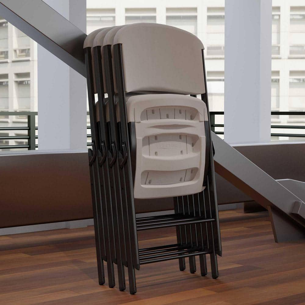 Putty Polyethylene and Steel Indoor/Outdoor Folding Chair Set