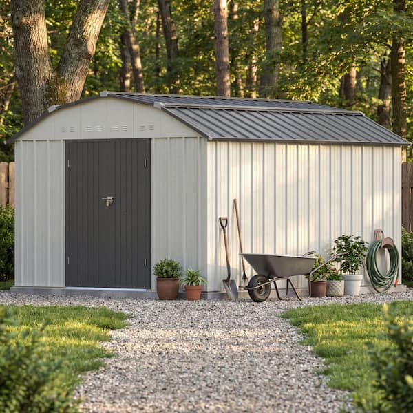 10 ft. W x 12 ft. D Barn Style Metal Storage Shed for Outdoor, Steel Yard Shed with Lockable Doors (119 sq. ft. )