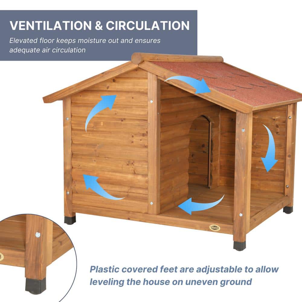 Medium Brown Weatherproof Wooden Dog House with Raised Floor
