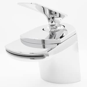 Wave Single Hole Single-Handle Lavatory Bathroom Faucet with Waterfall in Chrome