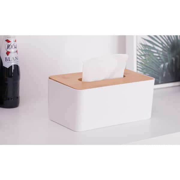  Compass White Tissue Box Cover PU Leather Rectangle