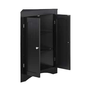 24 in. W x 12 in. D x 32 in. H in Coffee Assembled Floor Corner Cabinet with Doors and Shelves for Bathroom, Kitchen