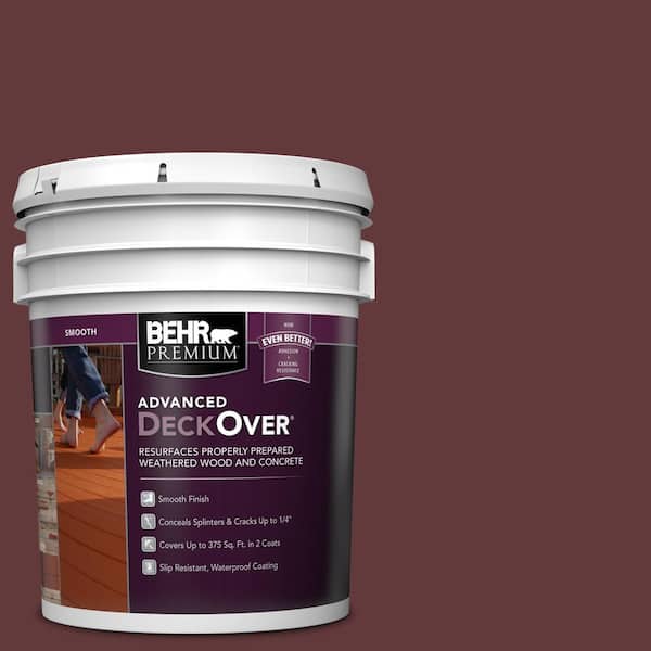 BEHR Premium Advanced DeckOver 5 gal. #PFC-04 Tile Red Smooth Solid Color Exterior Wood and Concrete Coating