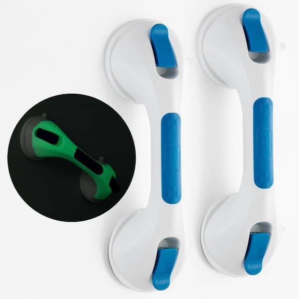 12.2 in.L x 3.7 in.D Glow in the Dark Handle, Enlarged Suction Cup, Anti-Slip, Safe for Seniors, Blue Glow Green 2-Pack
