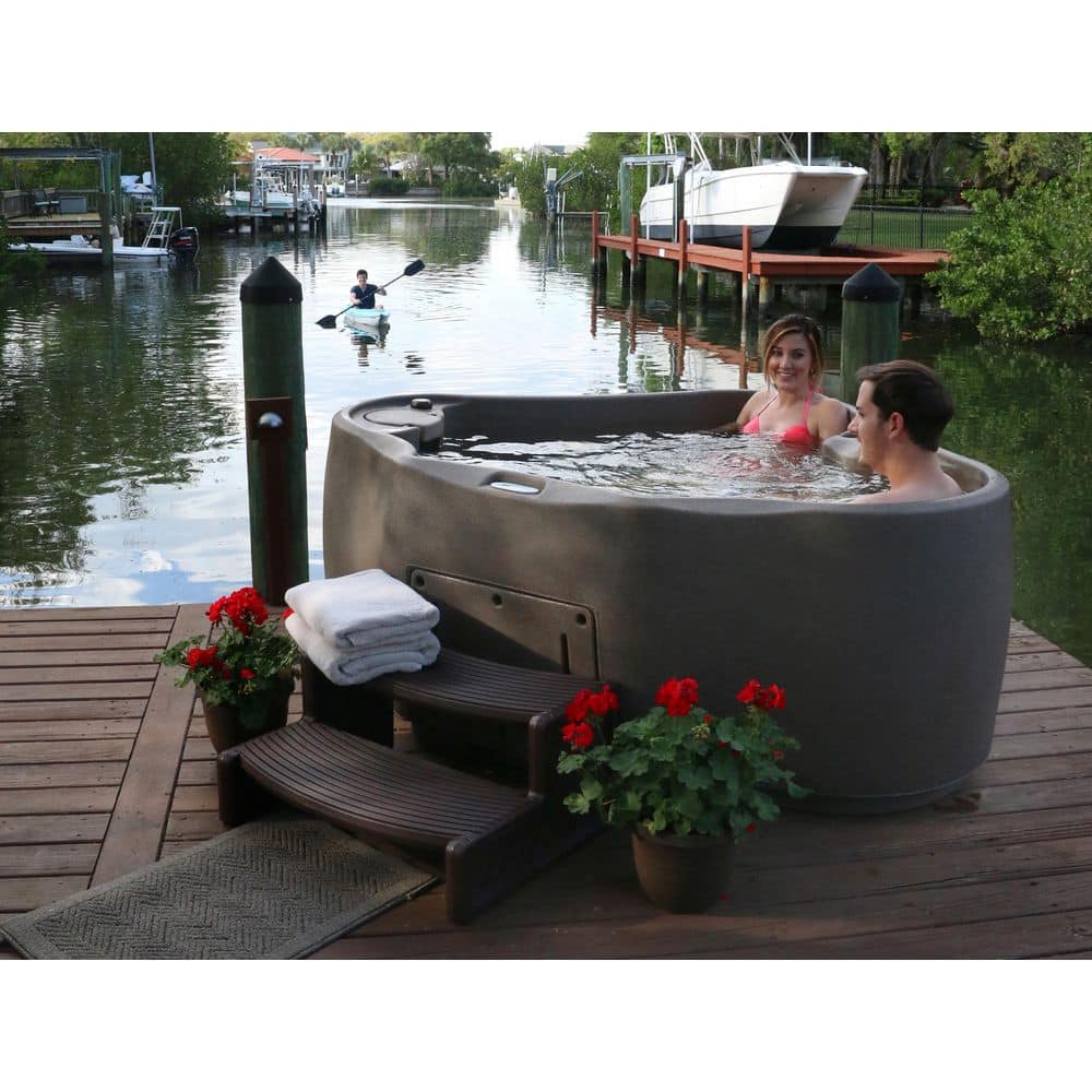 Keystone Gray 2-Person Oval Plug & Play Hot Tub with LED Waterfall