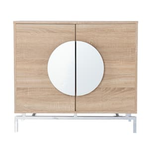 Northdom Natural and Chrome Bar Cabinet