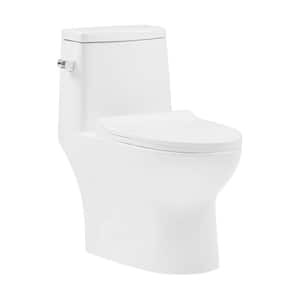 Ivy 1-Piece 1.28 GPF Single Flush Elongated Toilet in White Glossy