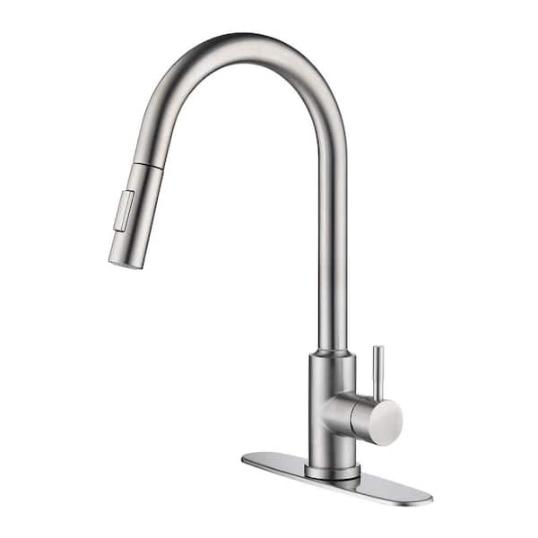 Toject Ballard Touch Single-Handle Pull-Down Sprayer Kitchen Faucet with Dual Function Sprayhead in Brushed Nickel