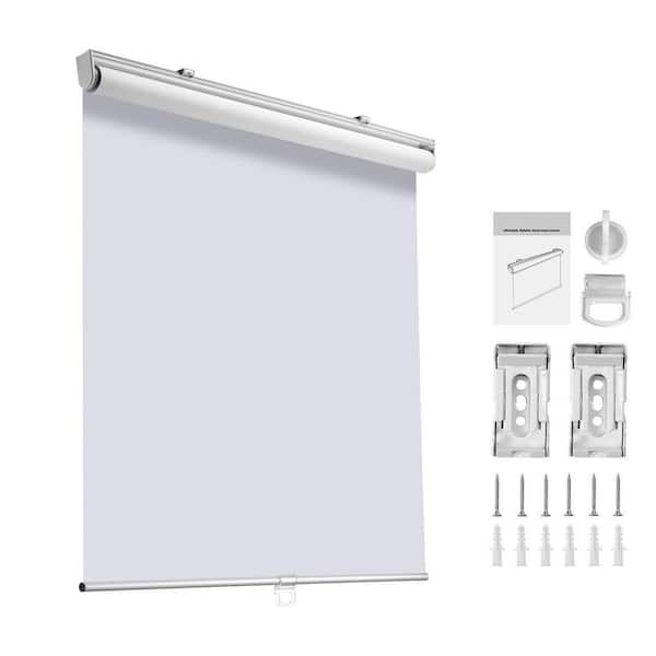 Cordless Roller Shades, 72 in. W x 34 in. L, Pull Down Blackout Curtains for Windows Room Darkening, Single Panel White