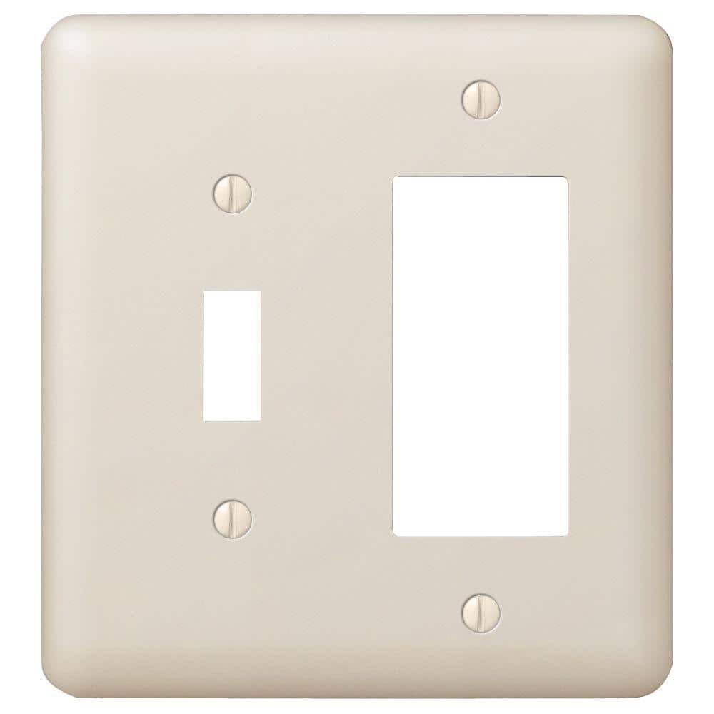 Amerelle Almond 2-Gang Stamped Steel Decorator Toggle Wall Plate