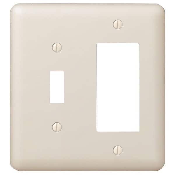 AMERELLE Declan 2 Gang 1-Toggle and 1-Rocker Steel Wall Plate - Almond